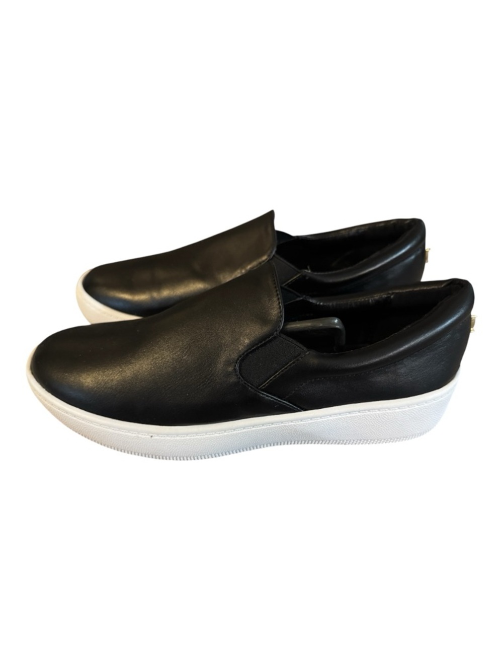 Lulu's Black Slip-On Platform Sneakers with White Sole